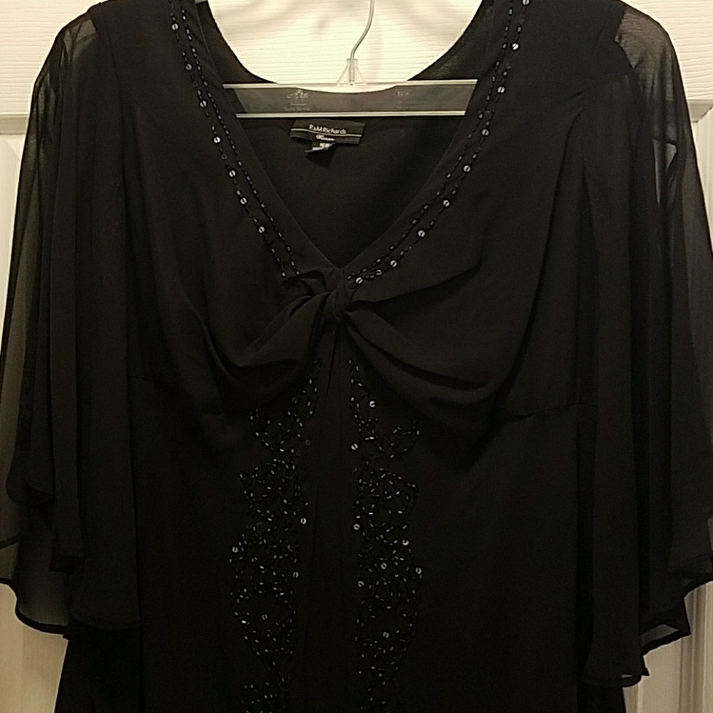 Black blouse with flowy pants